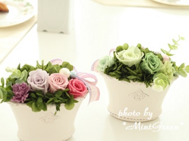プリザーブドフラワーアレンジ体験作品
ご友人同士で参加_花のアトリエ*MintGreen*