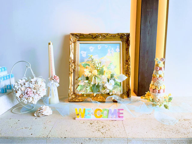 結婚式のウェルカムスペースにも、クレイフラワーを飾りました。_クレイフラワーPASTEL