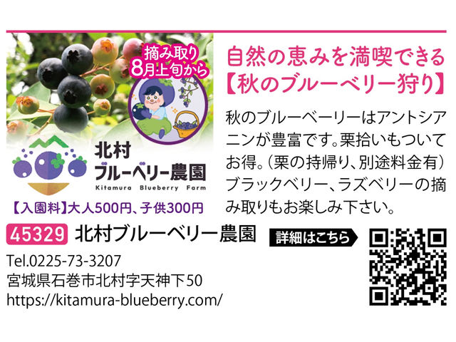 週刊女性への広告です。全国のブルーベリーファンにアピール中です。_北村ブルーベリー農園