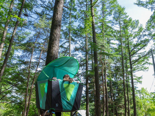 森の秘密基地!
木陰で涼しく、幻想的な木漏れ日を感じながらゆったり自然体験_KOMOROBI Athletic&Camp