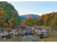 寝覚の床の紅葉の写真1