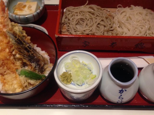 海老天丼とそばセット_永坂更科 布屋太兵衛 大丸東京店