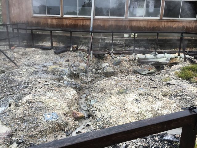 大深温泉 湯小屋の裏側にある源泉?温泉の湧く音がします_大深温泉