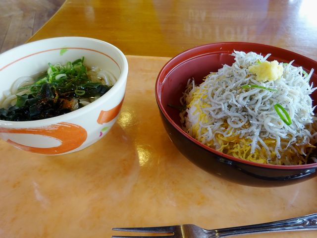 釜揚げしらす丼とミニうどんのセット _国営明石海峡公園淡路島レストラン花屋敷