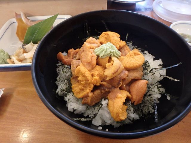 スーパーうに丼とつぶ貝刺身_えりも岬観光センター