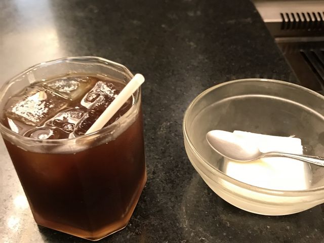 アイスコーヒーと杏仁豆腐_海南亭 鶴橋店