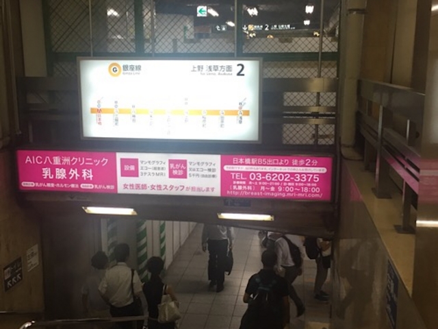 ホーム入り口です。_東京メトロ銀座線日本橋駅
