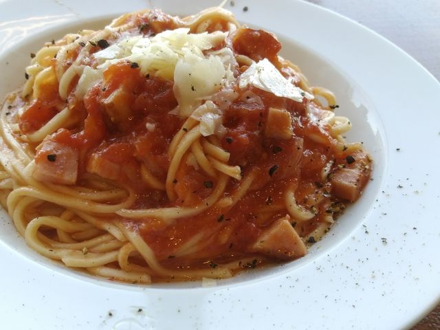 パスタをプラス200円で大盛にしてもらいました。_Komugico OPSIA misumi オプシアミスミ