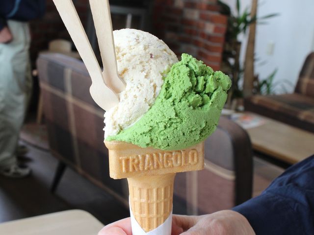 ラムレーズンと抹茶のダブル_アイス工房田村ファーム Clover