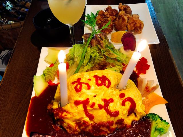 お誕生日ふわとろオムライス_れストランゆず庵