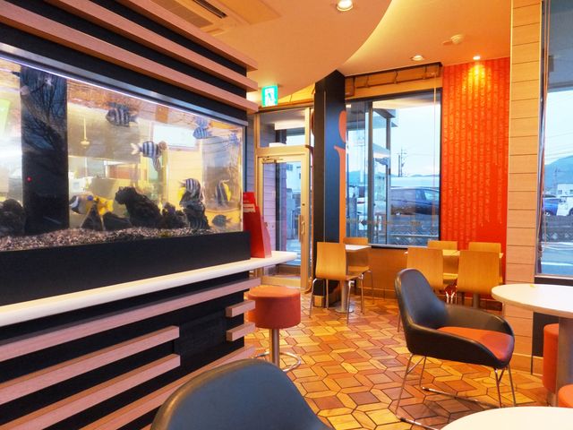 作り物ではなく、本物の熱帯魚が泳いでいます。_マクドナルド敦賀店