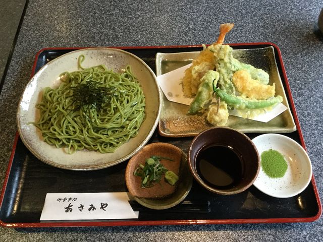 茶そばと季節の野菜の天ぷら_あさみや