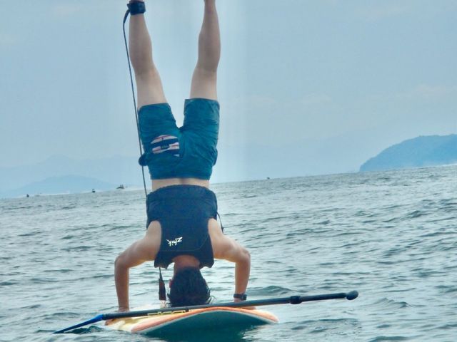 お兄さんに教えてもらって、三点倒立!笑(夫)
私はできませんでした…_KALPA lake sports