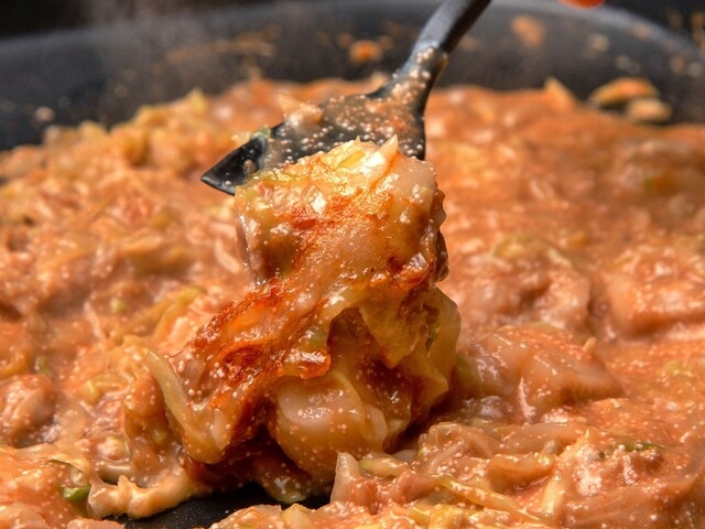 食べ放題プランで食べたもんじゃ焼き。個室で焼くのもオツw_肉ときどきレモンサワー 町田駅前店