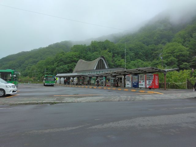 霧のためあまり景色は見えません。_登別ゲートウェイセンター