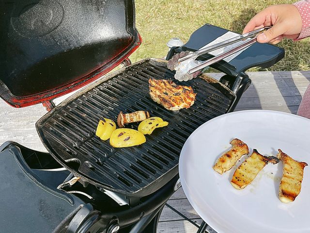 WeberのガスグリルでBBQ_CAMPGROUND BREEZE TATEYAMA