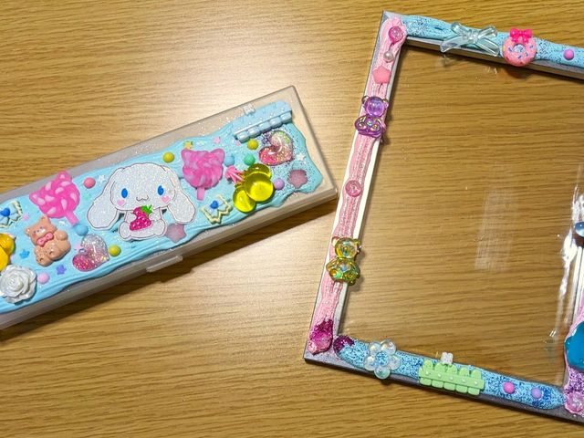 この日作った(デコった)ペンケースとフォトフレーム。_Soso DIY体験教室