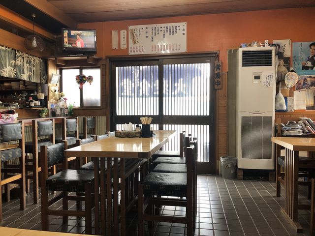 テーブル席(4人席)2つ、奥に座敷(4人席)3つ、カウンタおよび相席が約10席ほど。_みちくさ食堂
