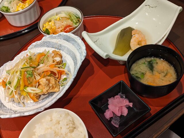 ランチメニュー
鶏南蛮和え・海老と茄子の含め煮_アルピコプラザホテル ナゴミザ