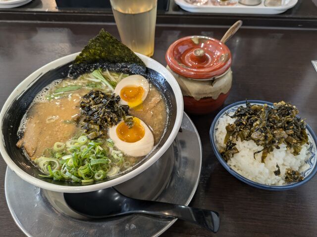 ラーメン+味玉+高菜飯_麺屋みつる