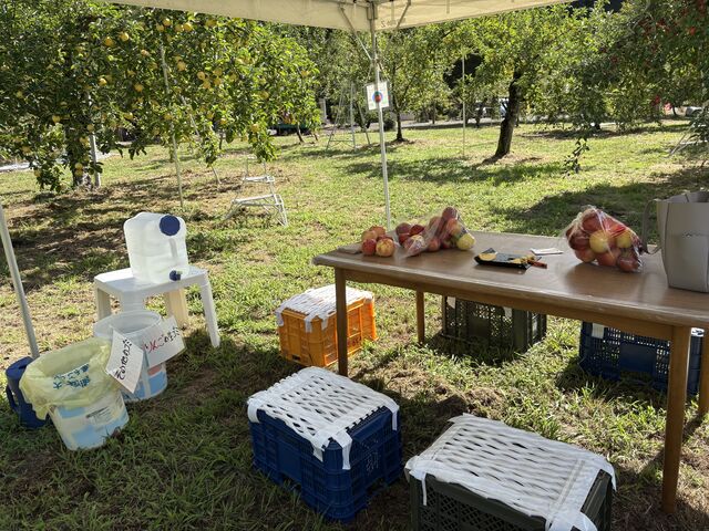 綺麗なテントで必要なものが揃っていました。_姫ヶ滝りんご園