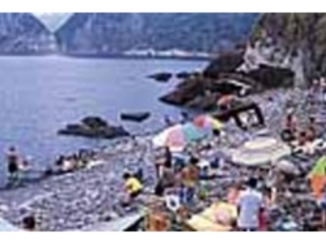 小山の前に広がるプライベートビーチ_谷川浜