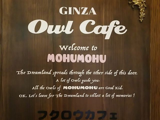 当店自慢のドア看板!オシャレなので入店前に是非ご覧下さい。_フクロウカフェもふもふ銀座店