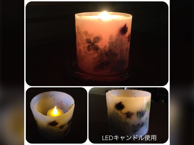 灯して頂いて完成のキャンドル。可愛いお花と炎の揺らぎに癒しのひと時。_SlowLife