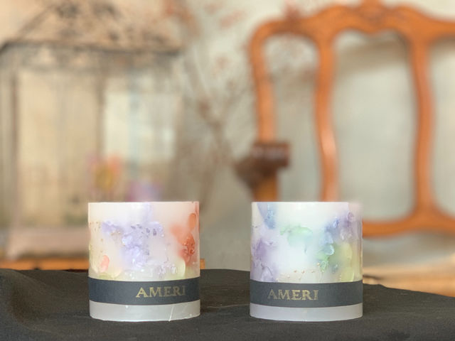 紫陽花のお花を使用して作るボタニカルランタンキャンドルです。色とりどりの紫陽花をご用意しております。中に入れるティーライトキャンドルもレッスンで制作します。 _AMERI candle