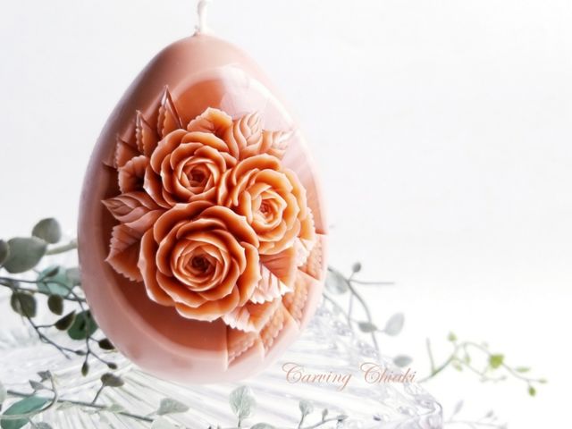 キャンドルに薔薇をカービンング_Carving Chiaki