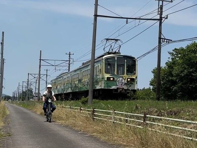 近江鉄道とEVバイクで競争_ほんまちホテル