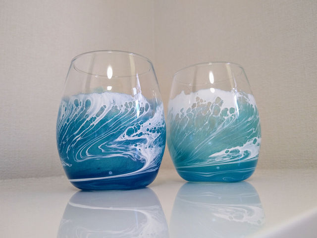 波のグラス_OKINAWA Y.T レジンアート工房