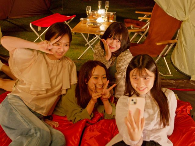 手ぶらde楽キャンプはテント設営が不要なので女子会などオススメ♪_HIBIKINADA CAMP BASE