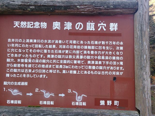 看板_奥津渓甌穴群