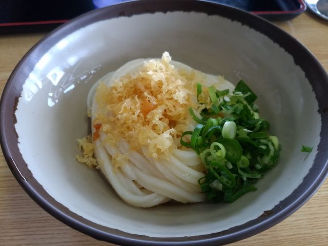 醤油うどんです。天かすは後からのせました!_池上製麺所