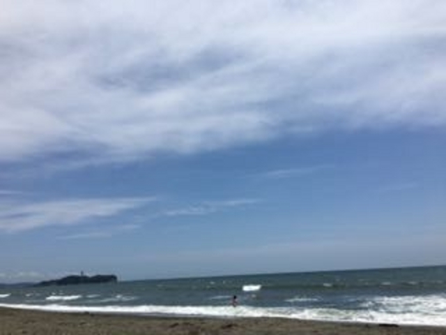 江ノ島や腫れていると富士山も!_辻堂海水浴場