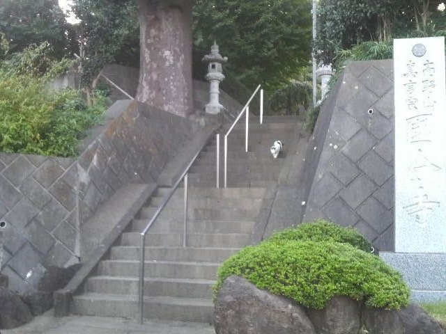高野山真言宗の東光山国分寺にやってまいりました。猫がお出迎えです。_相模国分寺