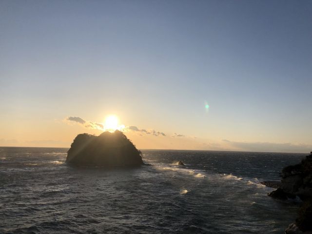 夕陽_海辺のかくれ湯 清流