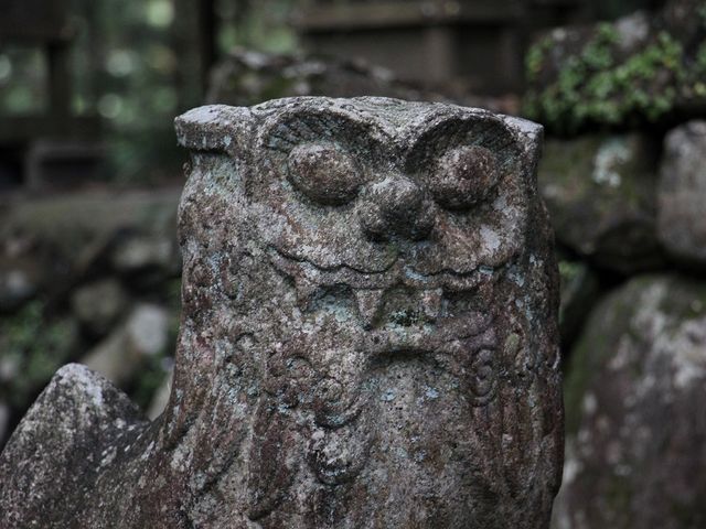 本殿前の狛犬。_春日神社