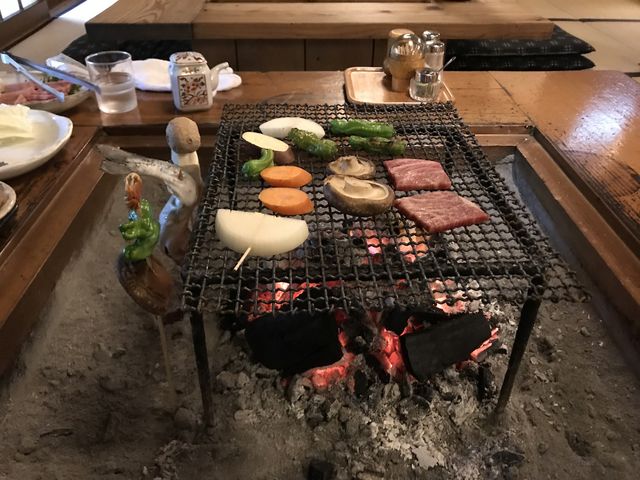 牛肉と鶏肉お野菜の炭火焼_田舎料理やまたけ