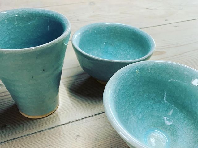 前回ろくろ体験で作った完成品です。_みはる窯