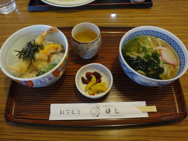 ミニ天丼セット。_レストランはと平和堂和迩店