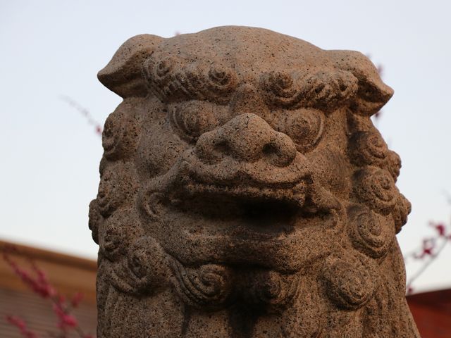 拝殿前の狛犬。_香具波志神社