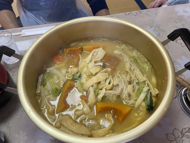 太さバラバラだけど、美味しいほうとうの出来上がり!_体験食館侍SAMURAI