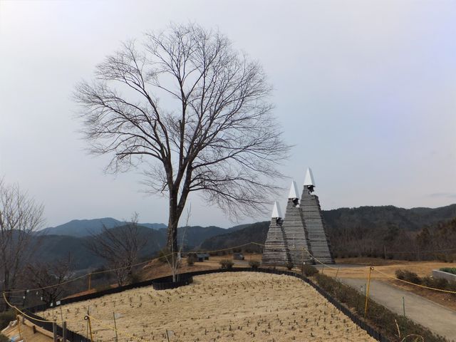 まわりには、大きな桜の木や花壇、芝生がありました。_「命のビザ」モニュメント
