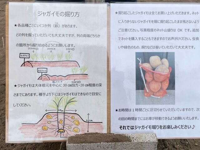 かわいらしいイラストで丁寧に説明書きがあります。_にこfarm