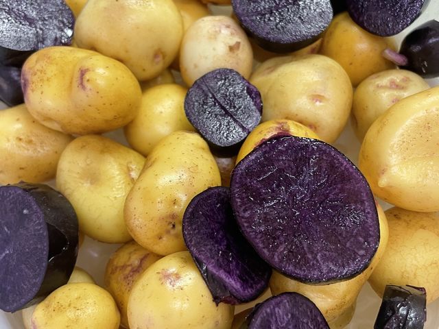 帰宅後の昼ごはんは掘り立て4種類のじゃがいもを蒸しました。
季節のものを、季節に味わう贅沢です。_にこfarm
