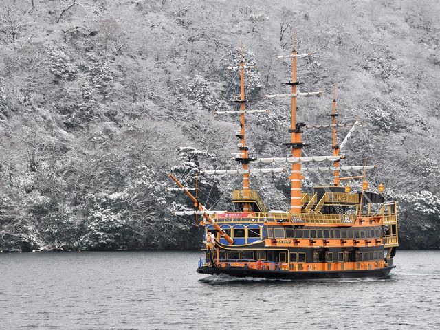 雪景色も楽しめます。_箱根海賊船