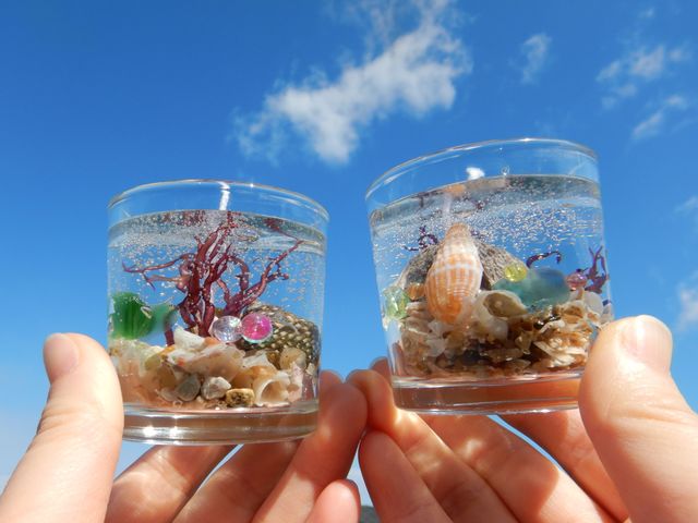 天気を気にせず楽しめるシーグラスを使ったクラフト体験も◎ジェルキャンドル作り_海島遊民くらぶ