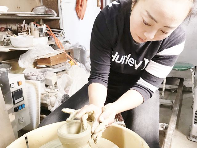 ロクロ初挑戦です_楓窯陶芸工房